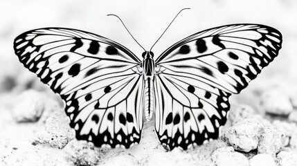 Poster - A close-up image of a butterfly in black and white tone