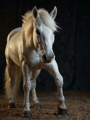 Wall Mural - Majestic white horse legs in a surreal equestrian exhibition, symbolizing grace and strength.