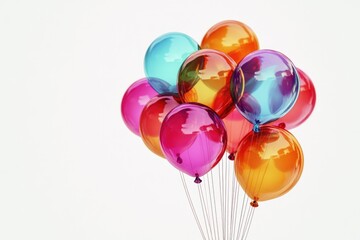 Poster - A bunch of colorful balloons floating in the air, great for parties, celebrations and promotions
