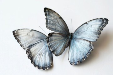 Poster - A close-up shot of a colorful butterfly perched on a white surface