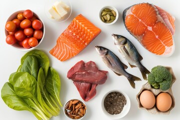 Poster - A variety of foods on a table, ideal for use in editorial or advertising contexts