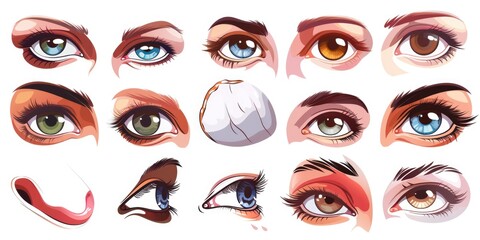Poster - A collection of cartoon eyes with various shapes and colors