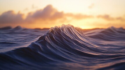 Wall Mural - a close-up view of an ocean wave at sunset, great for use in travel or nature-themed projects
