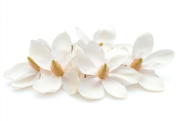 Poster - A bouquet of white flowers sitting on a clean white surface, perfect for decorating or as a background image
