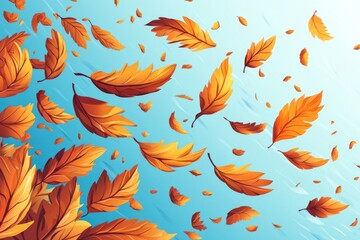 Poster - A bunch of leaves flying in the air