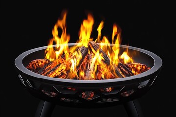 Poster - Flames burning bright on a grill