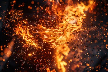 Poster - Fiery sparks emitting from a flame, ideal for use in backgrounds or as an accent