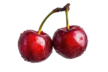 Poster - Fresh cherries with water droplets, perfect for food photography or design