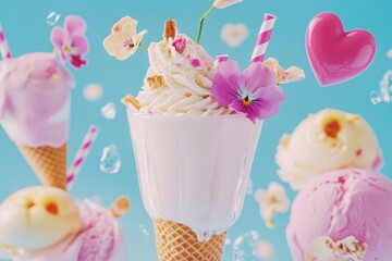 Poster - A colorful sweet treat with pink and white toppings, perfect for a party or dessert