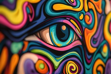 Poster - A detailed view of a person's eyes depicted in a painting, suitable for use in art-related contexts or as a symbol