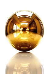 Poster - A shiny golden ball sits on a clean white floor, ready for use