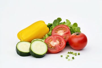 Poster - Assortment of fresh vegetables and fruits displayed on a table