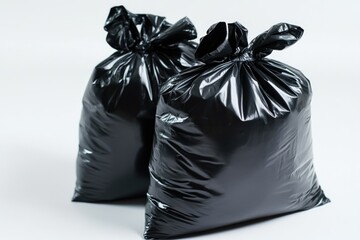 Poster - Two black trash bags placed on a white surface