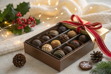 Poster - An assortment of gourmet chocolates in a gift box