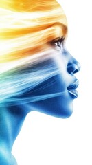 Poster - Striking Silhouette of a Woman Within Africa's Vibrant Outline, Reflecting Urban Energy and Culture