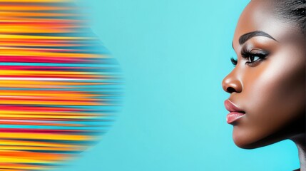 Poster - Dynamic Silhouette of a Woman's Profile Within the Vibrant Outline of Africa's Continent