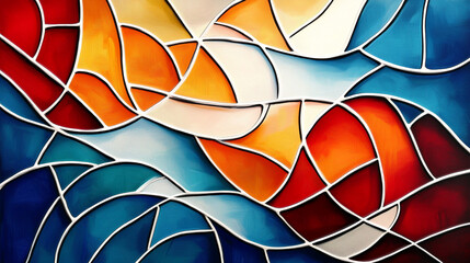 Wall Mural - Abstract Stained Glass Art  Vibrant Colors  Modern Design  Wall Decor  Home Decor  Fluid S