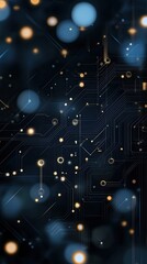 Fototapete - Abstract representation of a circular blue digital background with circuit patterns and flowing data lines, emphasizing AI technology's impact