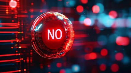 Poster - Red digital button with the word No illuminated against an abstract background in vibrant colors