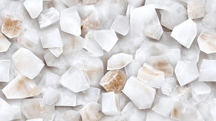 Poster - Detailed close-up reveals broken glass pieces forming unique patterns against a white background, showcasing texture and contrast SEAMLESS PATTERN