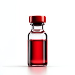 A vibrant, red liquid in a glass vial with a red cap, perfect for showcasing beverages, syrups, or medicinal products