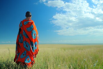 Wall Mural - Maasai shúkà traditional attire