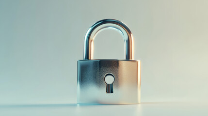 Fototapete - Closed metallic padlock symbolizing data security, privacy, and protection in the digital era, against a gradient backdrop