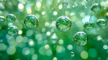 Leinwandbilder - captivating close-up of sparkling emerald green bubbles suspended in a translucent medium, creating 