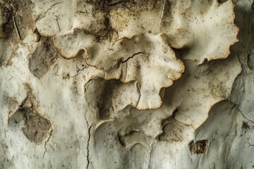 Wall Mural - Textured mushroom close-up, earthy brown and cream tones with visible natural grooves, detailed and organic