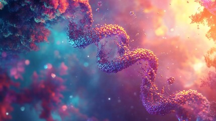 Aufkleber - Abstract DNA helix in vibrant colors.