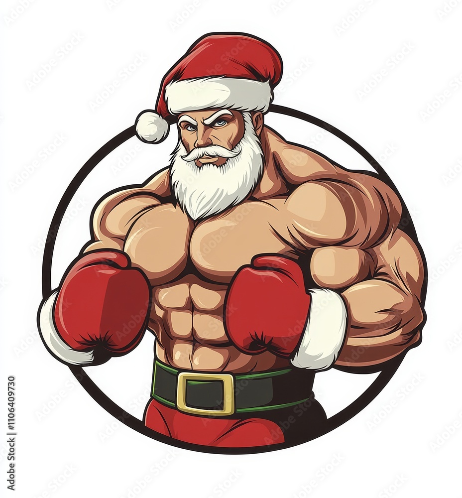 Cartoon depiction of a robust Santa Claus. Logo. Incorporates a ...
