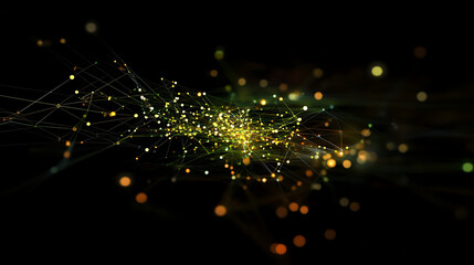 Poster - A dynamic digital illustration of interconnected nodes and lines representing the global network