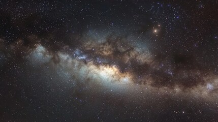 Wall Mural - The Milky Way galaxy, dotted with stars, shines against a universe-sized backdrop of space in Thailand