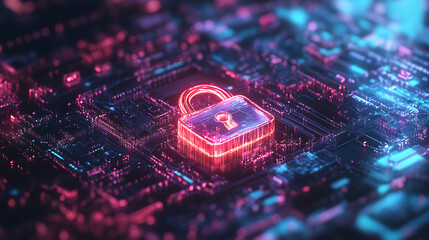 Aufkleber - Abstract security technology background with padlock symbol