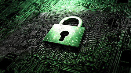 Leinwandbilder - Abstract security technology background with padlock symbol