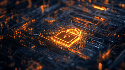 Aufkleber - Abstract security technology background with padlock symbol