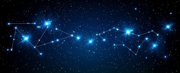 Wall Mural - The milky way galaxy, highlighted with stars, set against a blue background, with abstract galaxy shapes in the background.