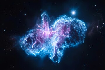 Wall Mural - Visualization of a cosmic scene with a supernova nebula and stars, creating a luminous and mystical universe