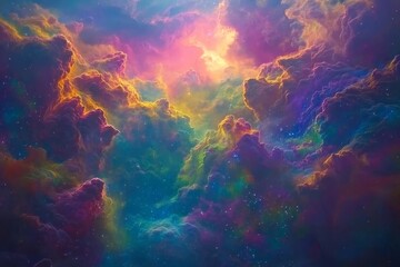Wall Mural - Experience a futuristic nature view nestled in a galaxy, framed by an abstract scene of never-ending nebulae. This composition includes a star system, gravitational forces, and astronomical features