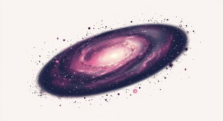 Wall Mural - Isolated on a transparent background, an abstract barred spiral galaxy in outer space. The image features glittering gold stars and sparkling dust, created in a modern hand-drawn style with separated