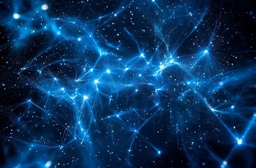 Wall Mural - In the silent expanse of the night sky, stars and galaxies shimmer against the deep black background of the outer universe