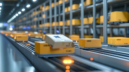 Aufkleber - Automated parcel sorting center with intelligent robotics and optical scanning systems