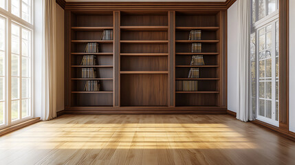 Poster - Visual of a bookcase within an unfurnished space