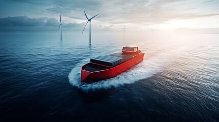 Poster - Wind-powered cargo vessel with advanced navigation systems for sustainable maritime transport