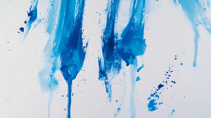 Poster - Roller paints with blue paint on a white wall