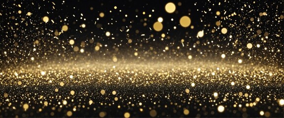 Wall Mural - Elegant Gold and Black Glitter Lights Background for Celebrations