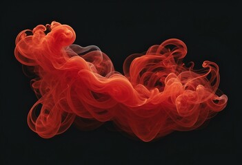 Wall Mural - Dynamic Red Smoke Clouds on Black Canvas