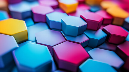 Fototapete - A background abstract of colorful hexagons