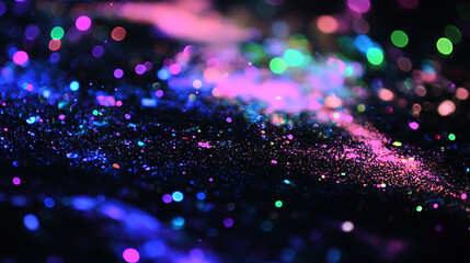 Poster - A black background with light pink, purple, blue and green lights
