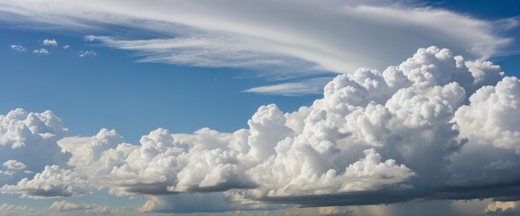 Canvas Print - Dramatic Cloudscape: Fluffy Gray Clouds Over a Serene Sky